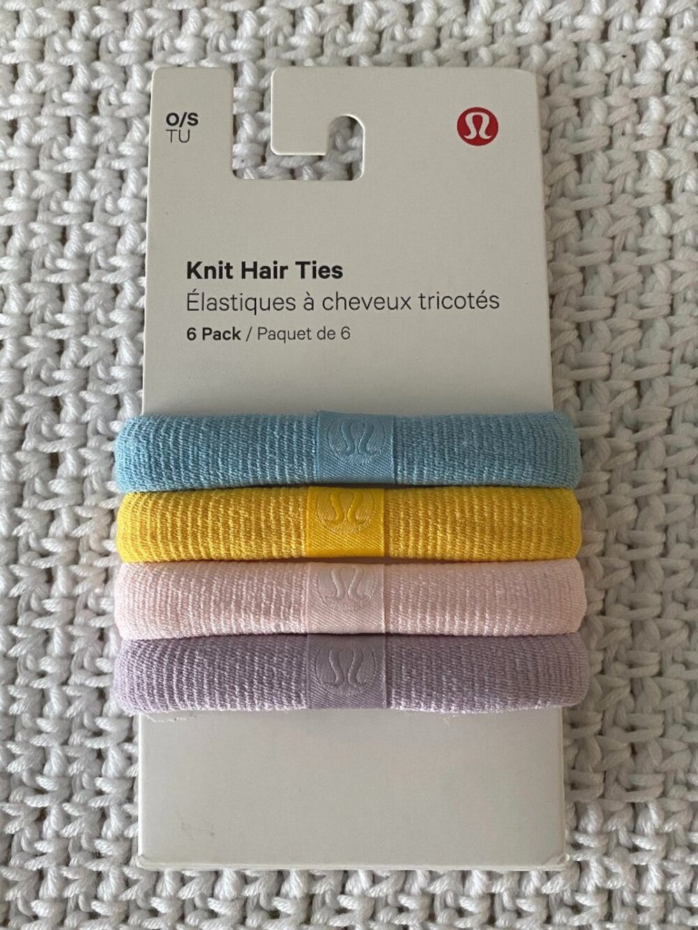 Lululemon Knit Hair Ties Blue Yellow Pink Purple 4 Pack